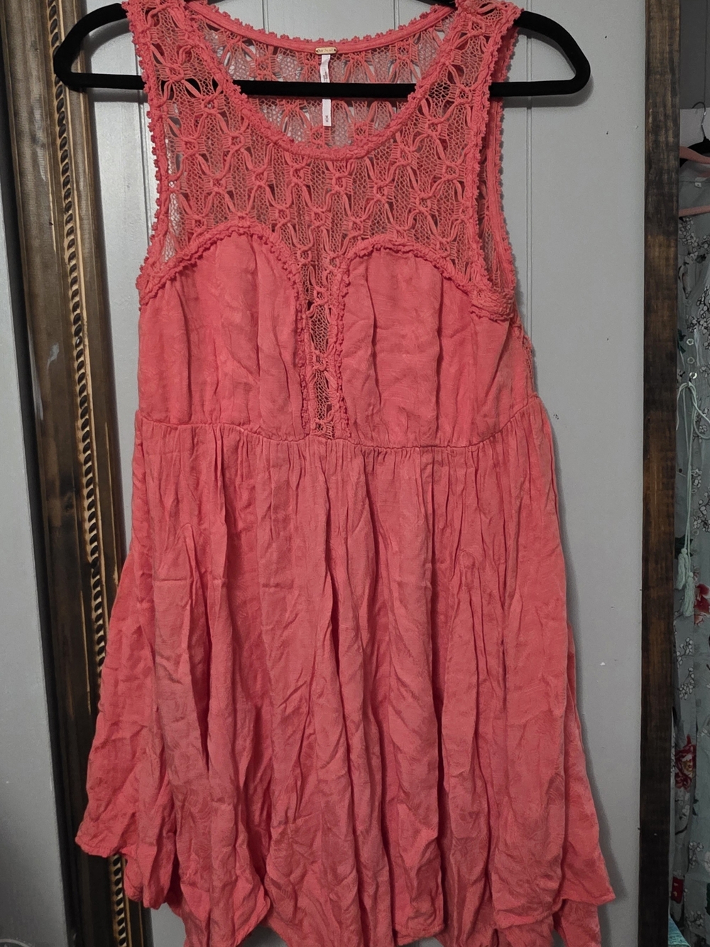 Free People Coral Crochet Yoke Tunic Dress
